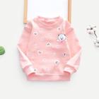 Shein Toddler Girls Bear & Heart Print Bow Detail Sweatshirt