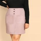 Shein Plus Button Fly Patch Pocket Detail Corduroy Skirt