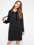 Shein Embroidery Tape And Beading Fringe Detail Hoodie Dress