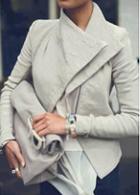 Rosewe Zipper Closure Long Sleeve Light Grey Jacket