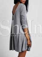 Shein Grey Baggy Long Sleeve Charcoal Casual Dress