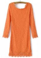 Rosewe Glamorous Orange Three Quarter Sleeve Mini Dress For Woman
