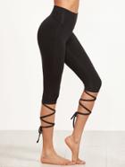 Shein Crop Leggings With Crisscross Wrap Detail