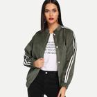 Shein Single Breasted Contrast Striped Side Jacket