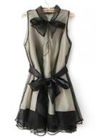 Rosewe Comfy Mandarin Collar Sleeveless Organza Dress For Summer