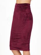 Shein Burgundy High Waist Cord Pencil Skirt
