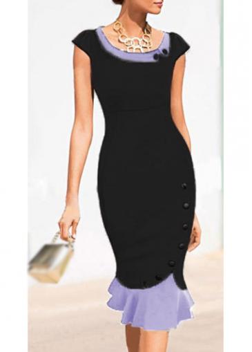 Rosewe Cap Sleeve Round Neck Mermaid Dress