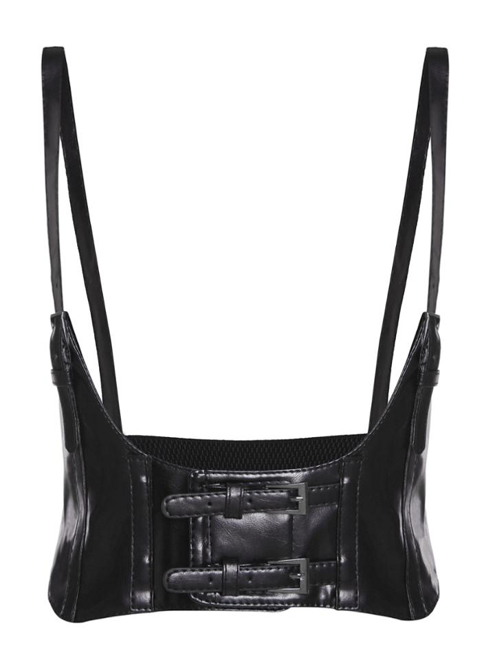 Shein Black Buckled Elastic Wide Waist Belt With Suspenders