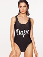 Shein Letter Print Low Back One-piece Swimwear
