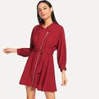 Shein Zip Front Collar Solid Dress