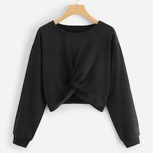Shein Twist Solid Crop Sweatshirt