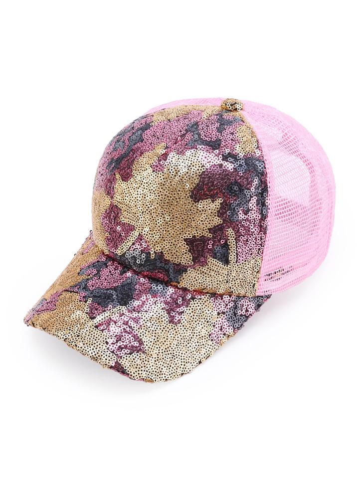 Shein Sequin Embellished Net Baseball Cap