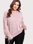 Shein Lace Up Sleeve Oversized Sweater