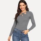 Shein Keyhole Detail Solid Sweater