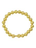 Shein Gold Simple Elastic Metal Beads Chain Bracelet For Women