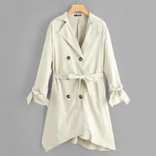 Shein Belted Cuff Hanky Hem Trench Coat