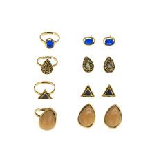 Shein Gemstone Earrings 4pairs & Ring Set 4pcs
