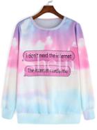 Shein Multicolor Long Sleeve Letters Print Sweatshirt