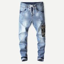 Shein Men Camo Print Washed Jeans
