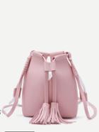 Shein Pink Tassel Drawstring Pu Bucket Bag