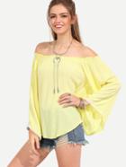 Shein Yellow Off The Shoulder Bell Sleeve Blouse