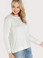 Shein Solid Long Sleeve Stepped Hem Top