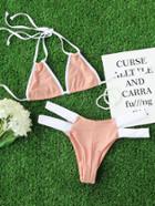 Shein Contrast Trim Side Cutout Halter Bikini Set