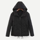 Shein Drawstring Hem Hooded Quilted Puffer Coat