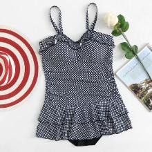 Shein Plus Ruffle Embellished Dot Swimsuit
