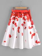 Shein Rose Petal Print Zipper Skirt