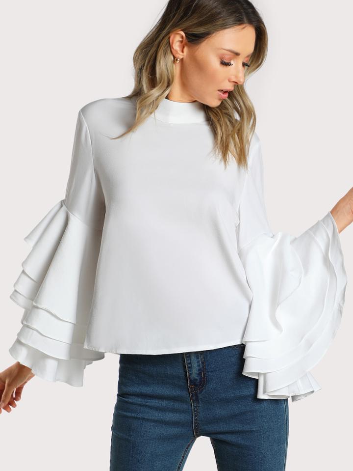 Shein Layered Trumpet Sleeve Top