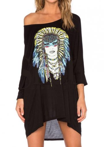 Rosewe Three Quarter Sleeve Character Print T Shirt