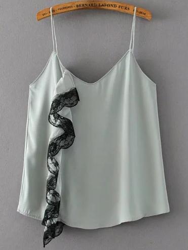 Shein Lace Trim Ruffle Detail Cami Top
