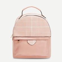 Shein Houndstooth Pattern Zipper Backpack
