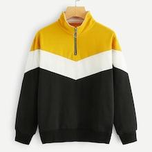 Shein Color Block Quarter Zip Sweatshirt