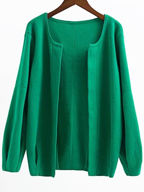 Shein Green Open Front Drop Shoulder Loose Fit Cardigan