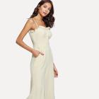 Shein Button Up Ruffle Detail Wide Leg Jumpsuits