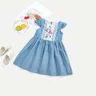 Shein Girls Contrast Lace Denim Dress