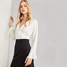 Shein Ruffle Trim Wrap Top