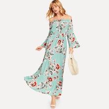 Shein Off The Shoulder Floral Print Dress