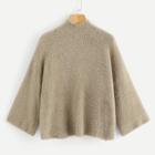 Shein Fluffy Stand Neck Solid Sweater