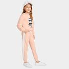 Shein Girls Graphic Pullover & Contrast Side Seam Pants Set