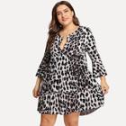 Shein Plus Leopard Print Ruffle Hem Dress