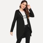 Shein Zipper Dip Hem Hoodie Coat