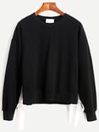 Shein Black Drop Shoulder Eyelet Tie Side Sweatshirt