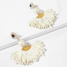 Shein Flower Detail Fan Tassel Drop Earrings