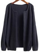 Shein Black Open Front Drop Shoulder Loose Fit Cardigan