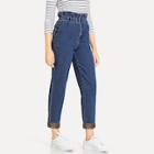 Shein Paperbag Waist Leopard Panel Jeans