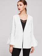 Shein Exaggerate Bell Sleeve Hook And Eye Blazer