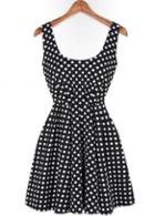 Rosewe Spotlight Round Collar Open Back Polka Dot Chiffon Dress